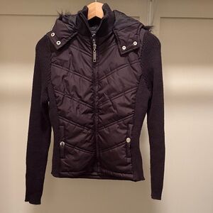 Women's Dark Plum Quilted Sweater Jacket